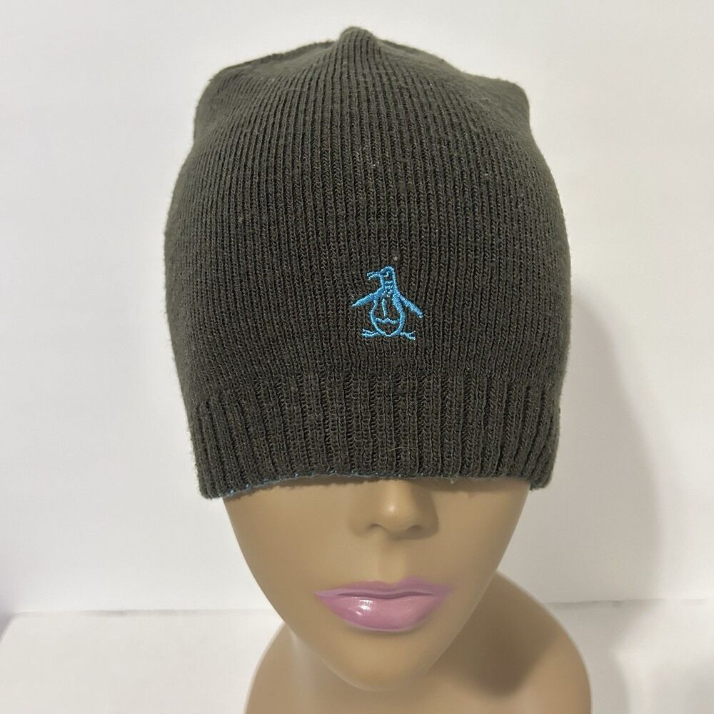 Original Penguin Munsingwear Knit Beanie Reversible Skullcap Gray Blue OS Skate